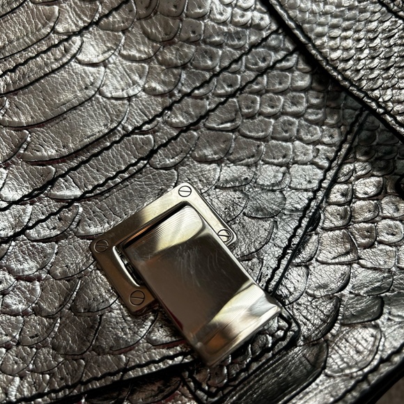 Proenza Shouler Embossed Python Silver PS1 Medium Plus Satchel/Crossbody Handbag - Picture 9 of 15